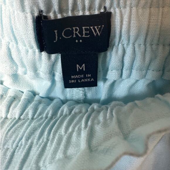 J. Crew Linen-Cotton Blend Wide-Leg Paper-Bag Pants Light Blue Sz M BG359 Casual - Picture 9 of 12